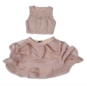 Womens Skirt Set 2 Pc Speechless Pink Ruffle Fit‎ & Flare Party Holiday Size 1